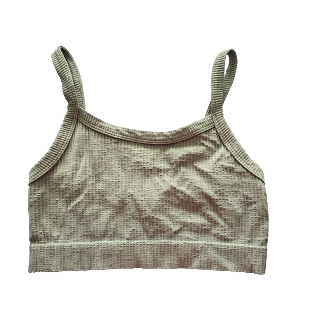 Ribbed Comfort Y2K Bra Top Wireless Pullover Stretch Sleep Nikibiki Green XS